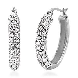 Austrian Crystal Hoop Earrings in Stainless Steel