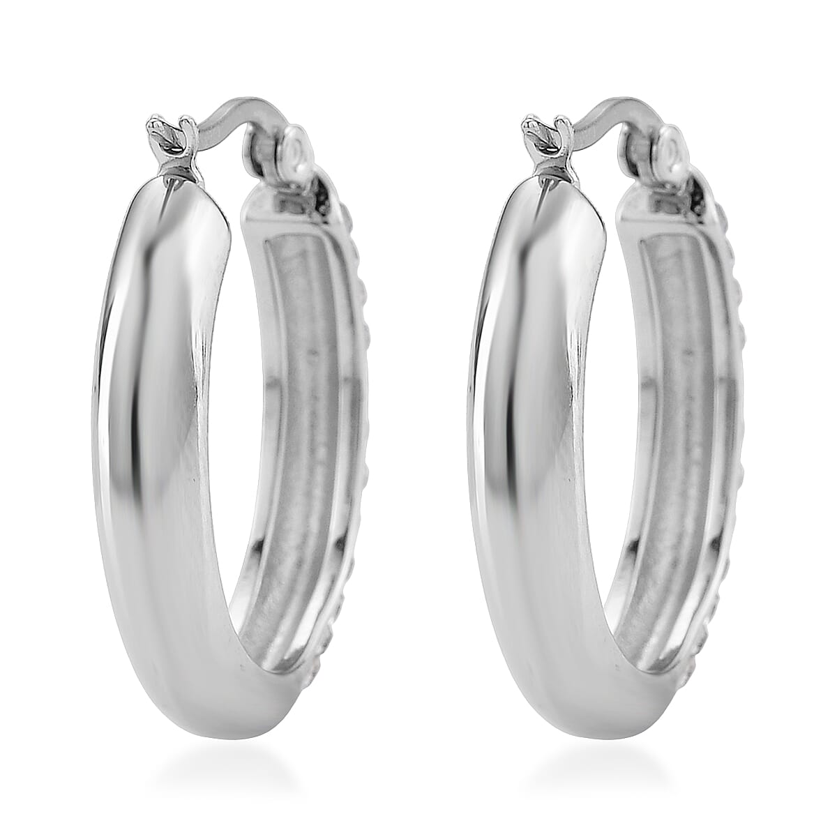 Austrian Crystal Hoop Earrings in Stainless Steel image number 4