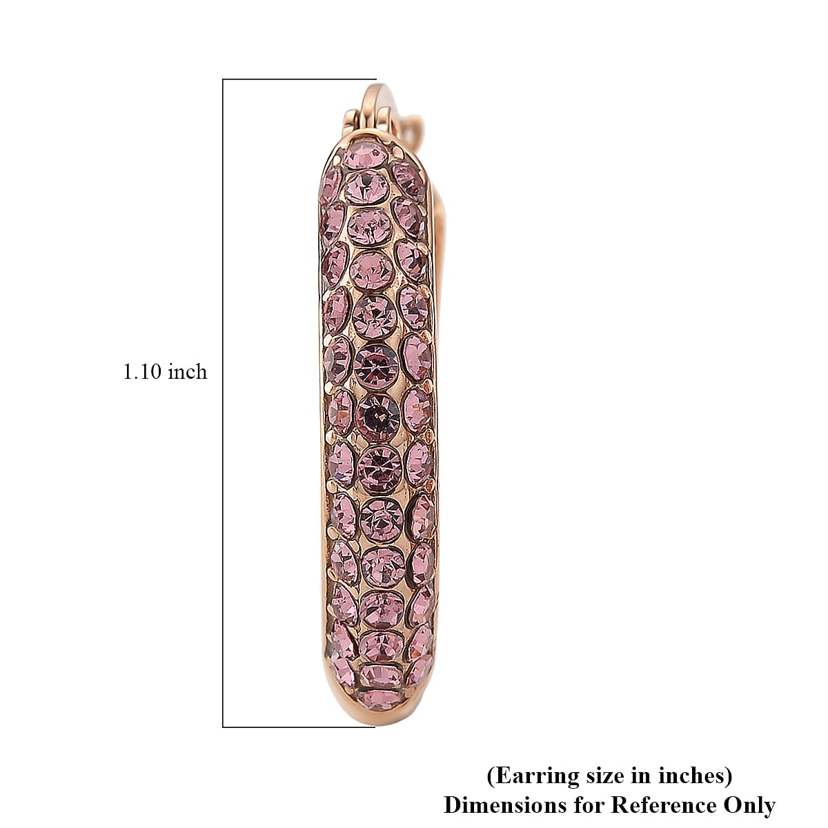 Pink Austrian Crystal Hoop Earrings in ION Plated RG Stainless Steel image number 5