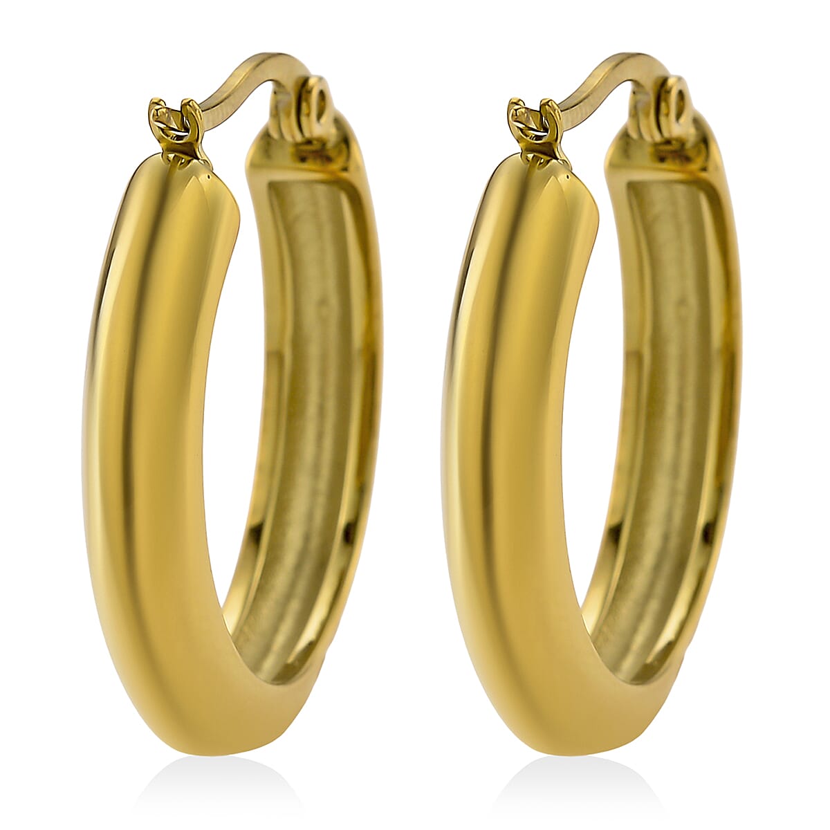 Champagne Austrian Crystal Hoop Earrings in ION Plated YG Stainless Steel image number 3