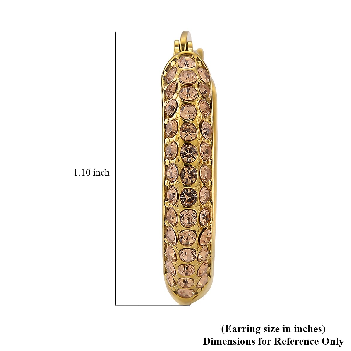 Champagne Austrian Crystal Hoop Earrings in ION Plated YG Stainless Steel image number 5