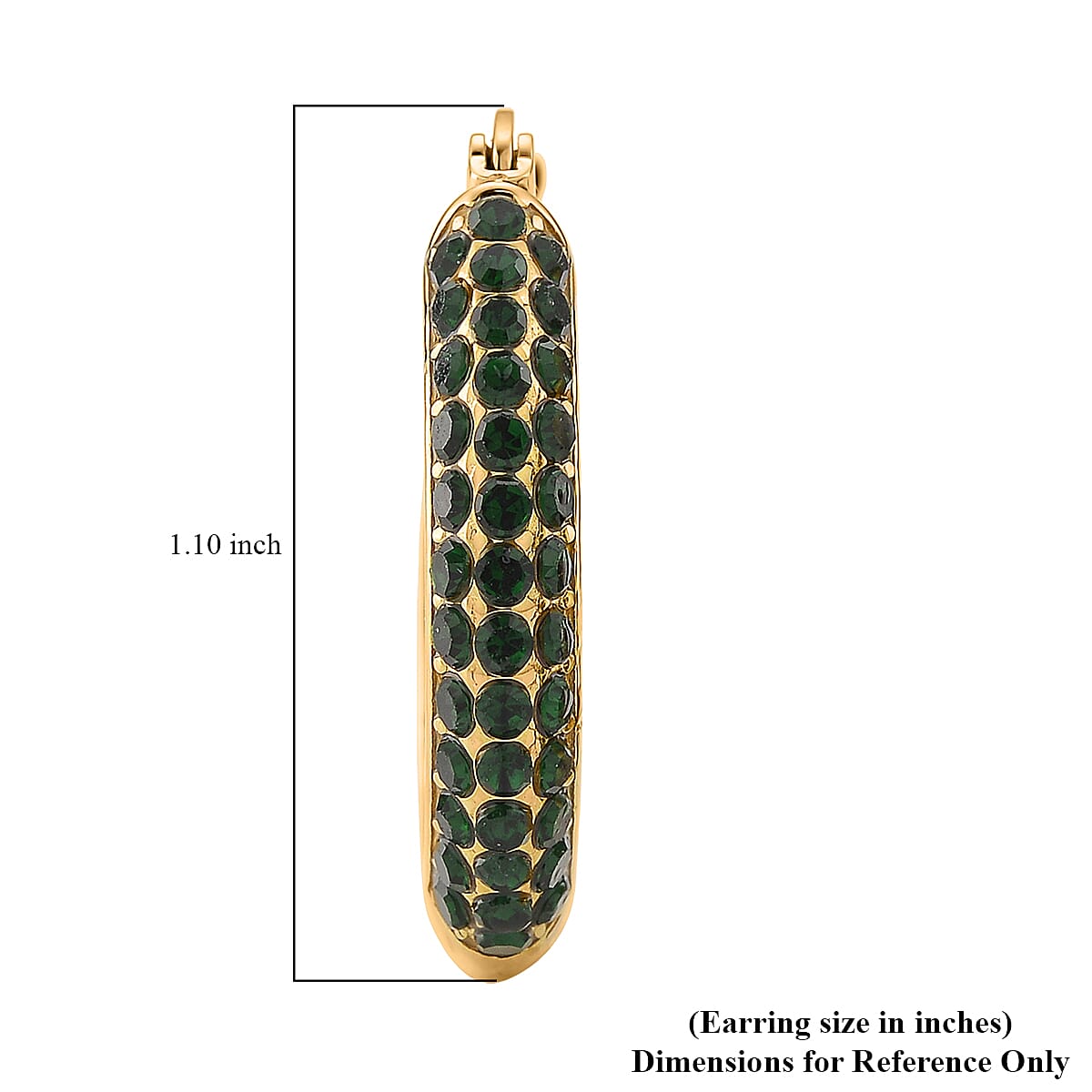 Green Austrian Crystal Hoop Earrings in ION Plated YG Stainless Steel image number 5