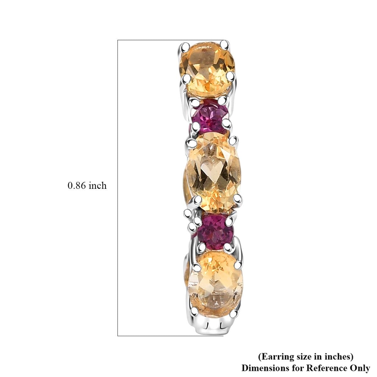 Karis Brazilian Citrine and Orissa Rhodolite 5.50 ctw Garnet Art Deco Hoop Earrings in Platinum Bond  image number 4