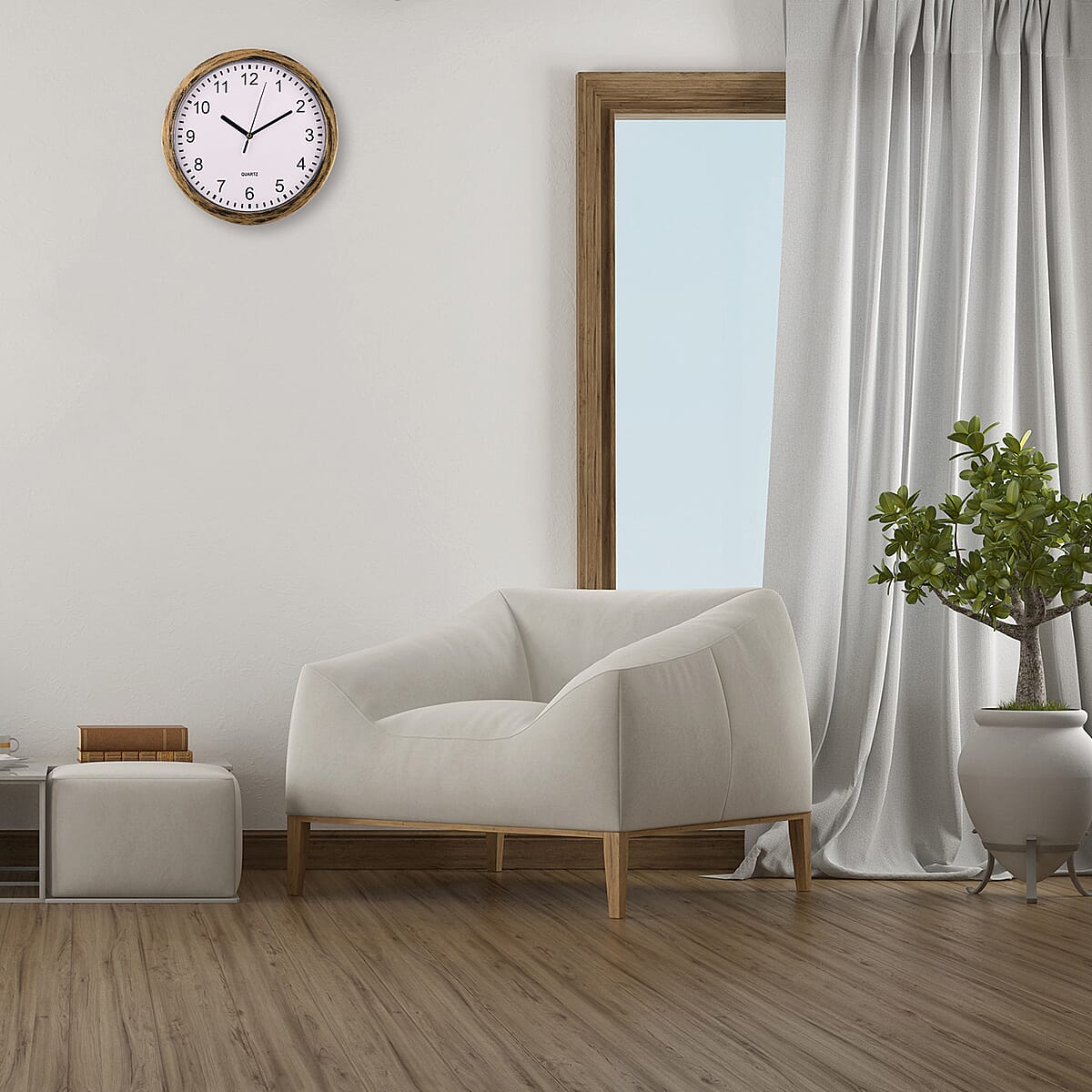 Livemore Gold Color Wall Clock with Three Shelves Hidden Compartment (9.84"x2.76") (1xAA Battery Not Included) image number 1