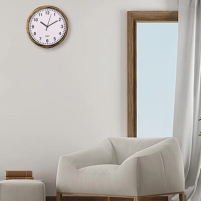 Livmore Gold Color Wall Clock with Three Shelves Hidden Compartment (1xAA Battery Not Included)