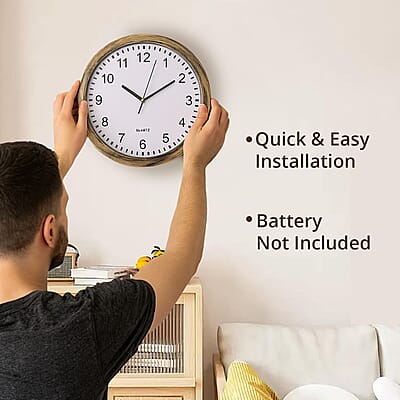 Livmore Gold Color Wall Clock with Three Shelves Hidden Compartment (1xAA Battery Not Included)