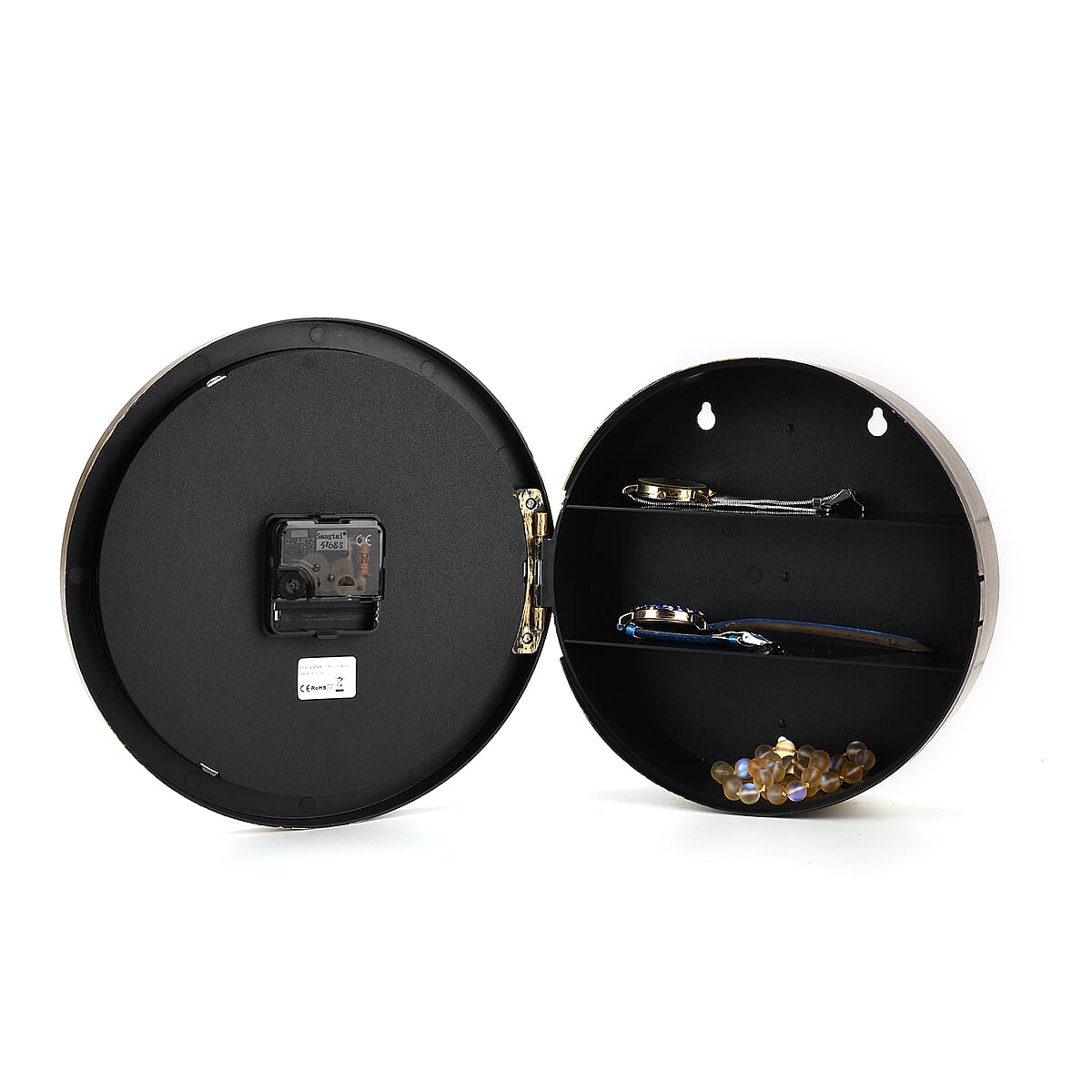 Livemore Gold Color Wall Clock with Three Shelves Hidden Compartment (9.84"x2.76") (1xAA Battery Not Included) image number 4