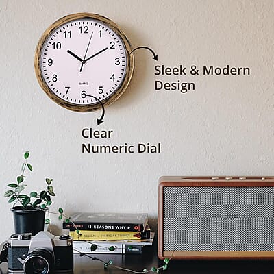 Livmore Gold Color Wall Clock with Three Shelves Hidden Compartment (1xAA Battery Not Included)