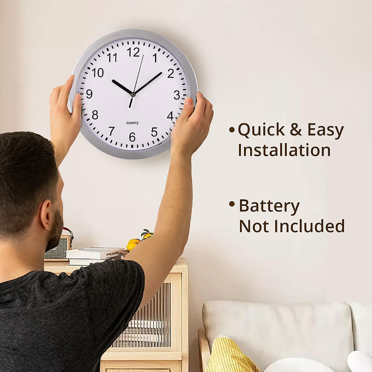 Livmore Silver Color Wall Clock with Three Shelves Hidden Compartment (1xAA Battery Not Included) image number 2