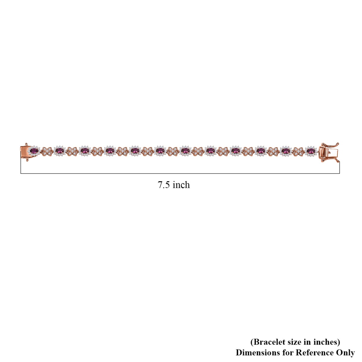 D'Joy AAA Radiant Ember Garnet and White Zircon 7.60 ctw Purple Majestic Bracelet in 18K Vermeil Rose Gold Over Sterling Silver (7.25 In) image number 4