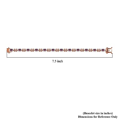D'Joy AAA Radiant Ember Garnet and White Zircon 7.60 ctw Purple Majestic Bracelet in 18K Vermeil Rose Gold Over Sterling Silver (7.25 In)