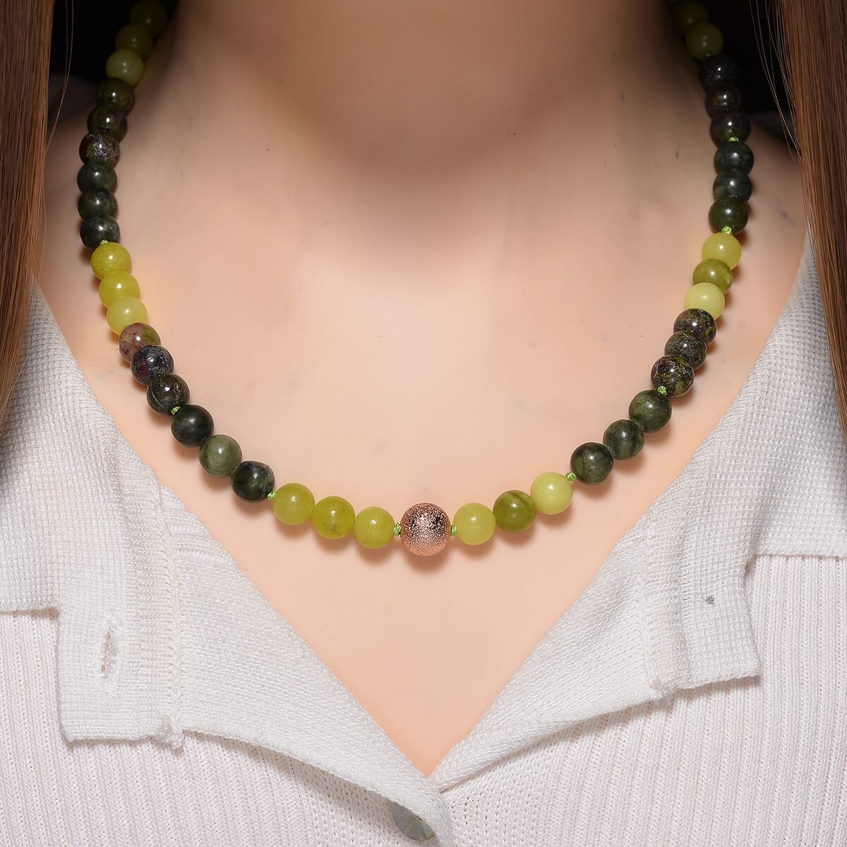 Multi Gemstone 210.00 ctw Beaded Necklace in Rosetone 18-20 Inches image number 1