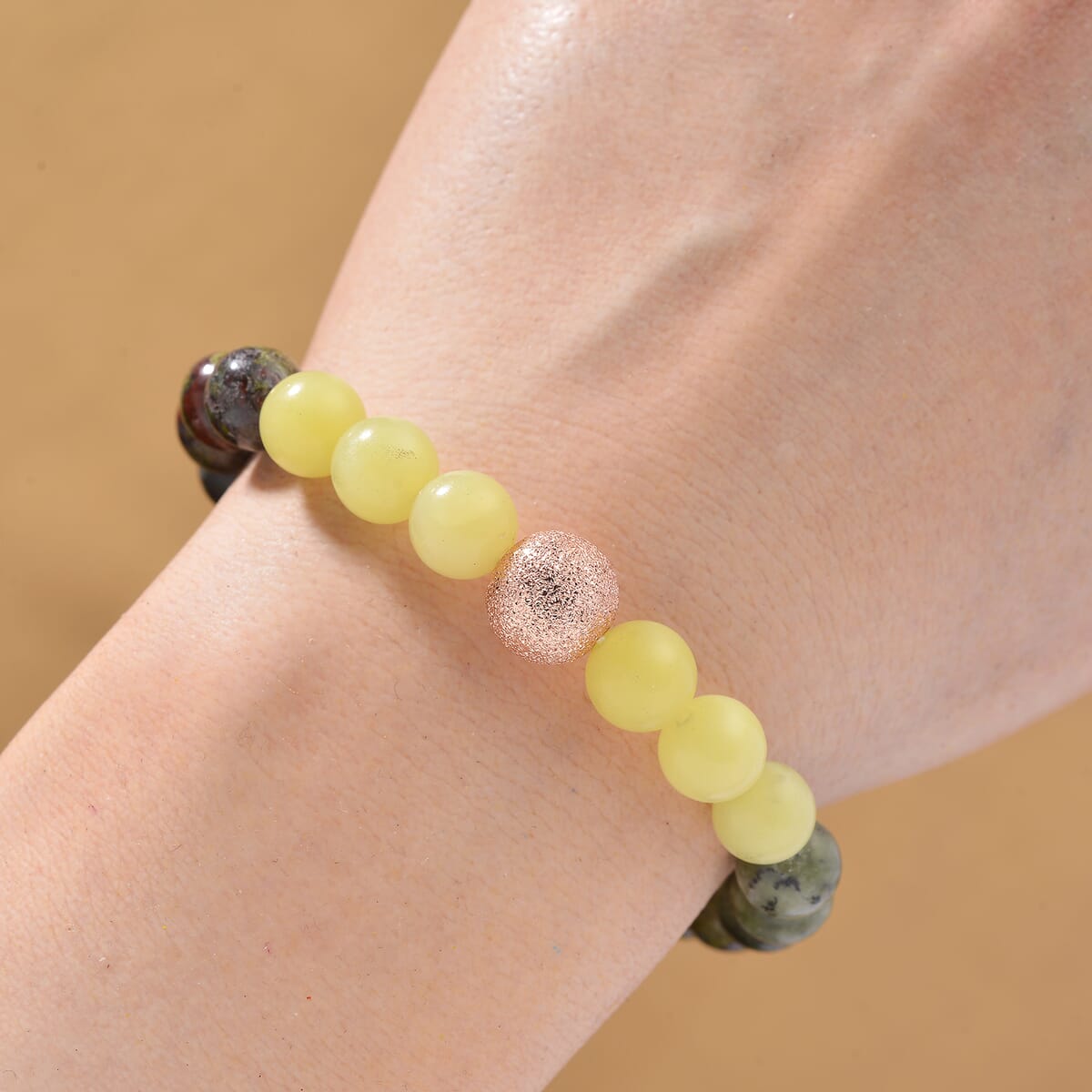 Multi Gemstone 90.00 ctw Beaded Stretch Bracelet in Rosetone (6.5-7In) image number 1