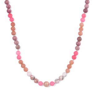 Multi Gemstone 210.00 ctw Beaded Necklace in Rosetone 18-20 Inches
