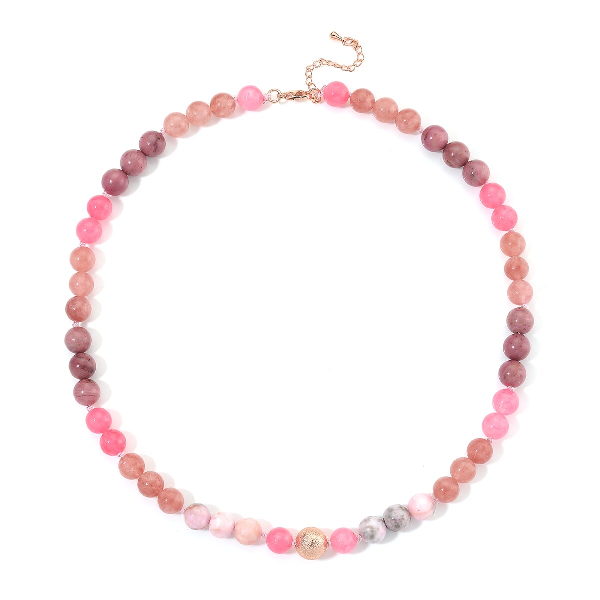 Multi Gemstone 210.00 ctw Beaded Necklace in Rosetone 18-20 Inches image number 2