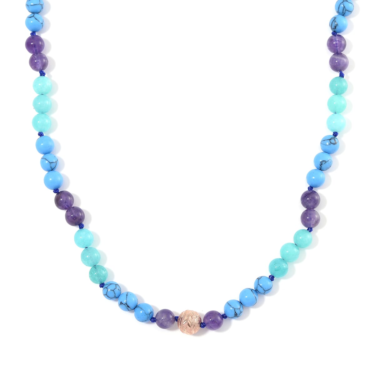 Multi Gemstone 210.00 ctw Beaded Necklace in Rosetone 18-20 Inches image number 0