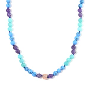 Multi Gemstone 210.00 ctw Beaded Necklace in Rosetone 18-20 Inches
