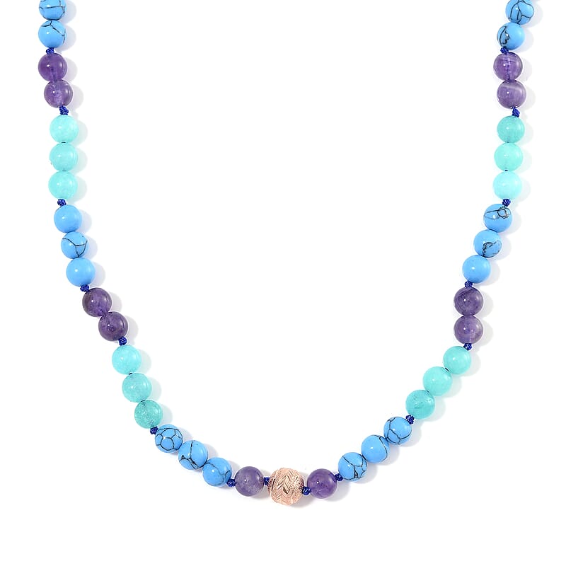 Multi Gemstone 210.00 ctw Necklace in Rosetone 18-20 Inches