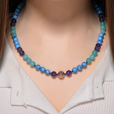 Multi Gemstone 210.00 ctw Necklace in Rosetone 18-20 Inches