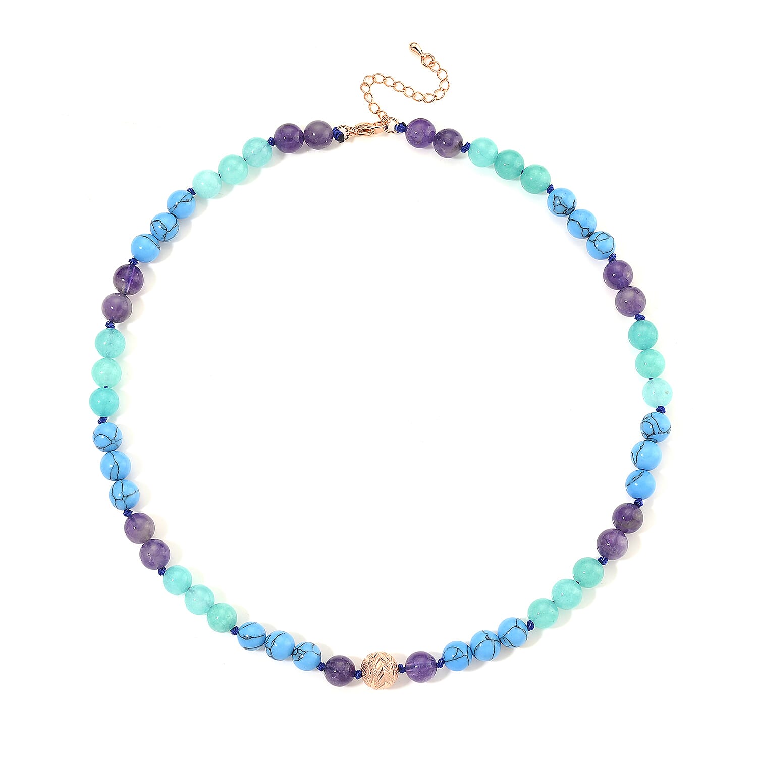 Multi Gemstone 210.00 ctw Necklace in Rosetone 18-20 Inches
