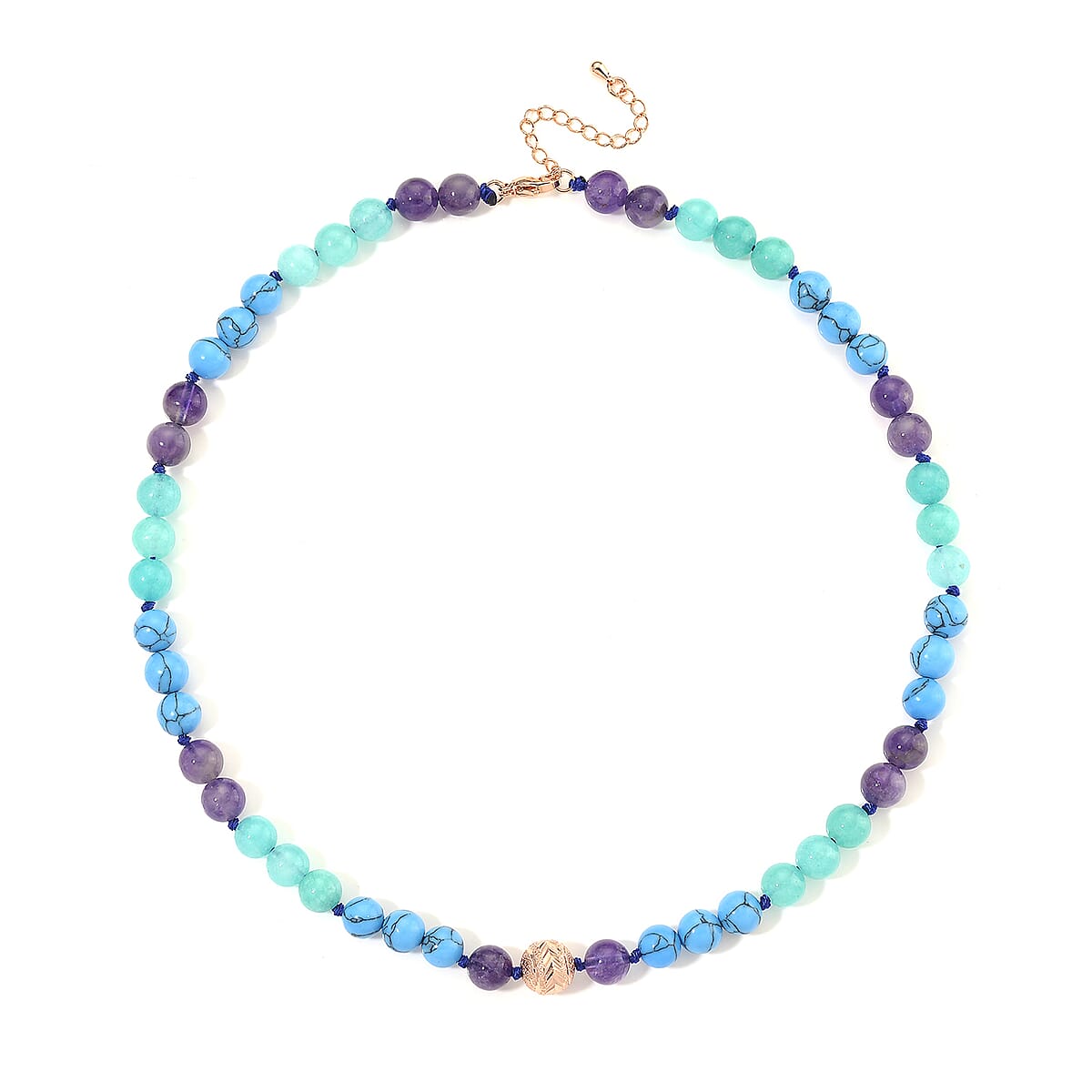 Multi Gemstone 210.00 ctw Beaded Necklace in Rosetone 18-20 Inches image number 2