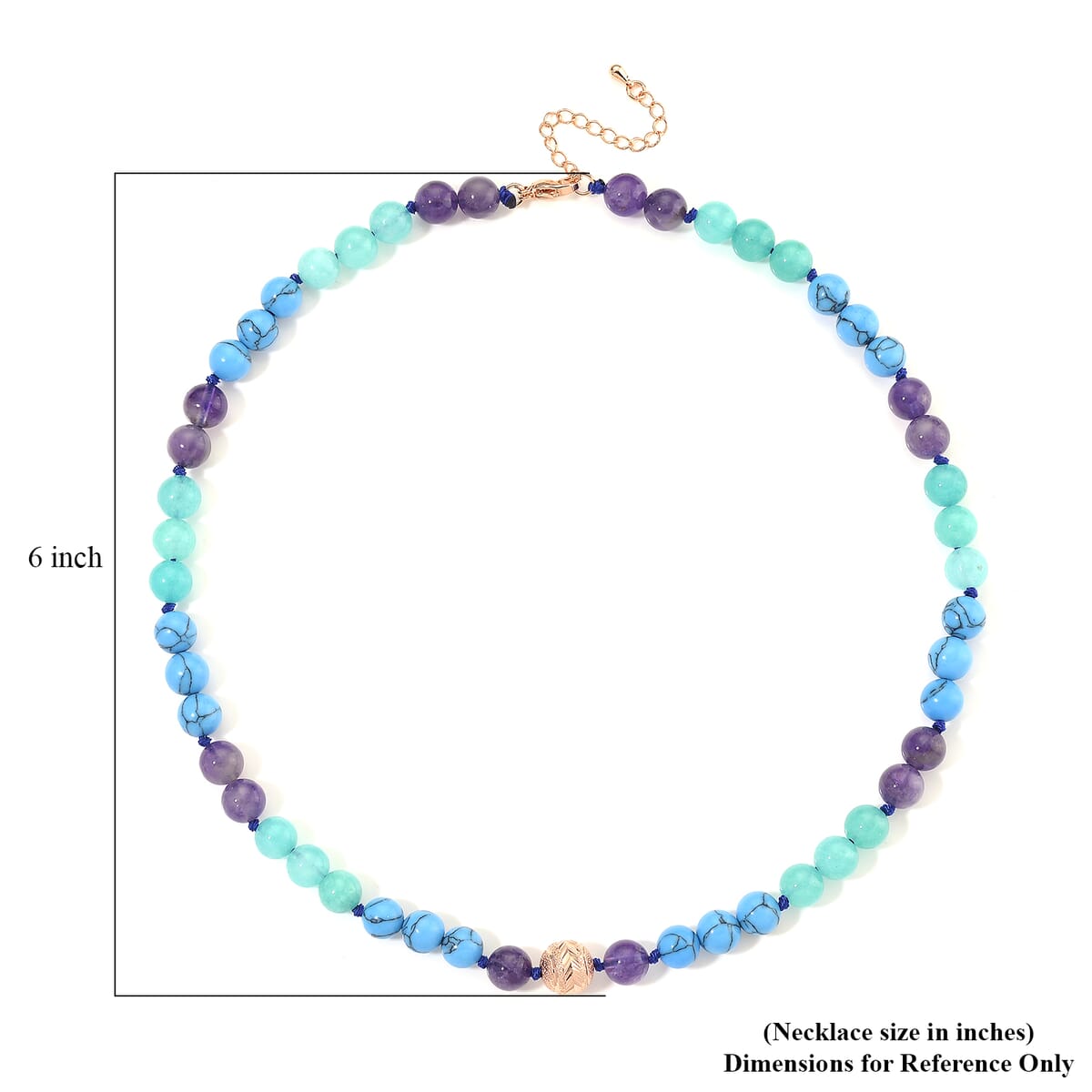 Multi Gemstone 210.00 ctw Beaded Necklace in Rosetone 18-20 Inches image number 3