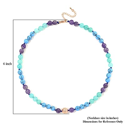 Multi Gemstone 210.00 ctw Necklace in Rosetone 18-20 Inches