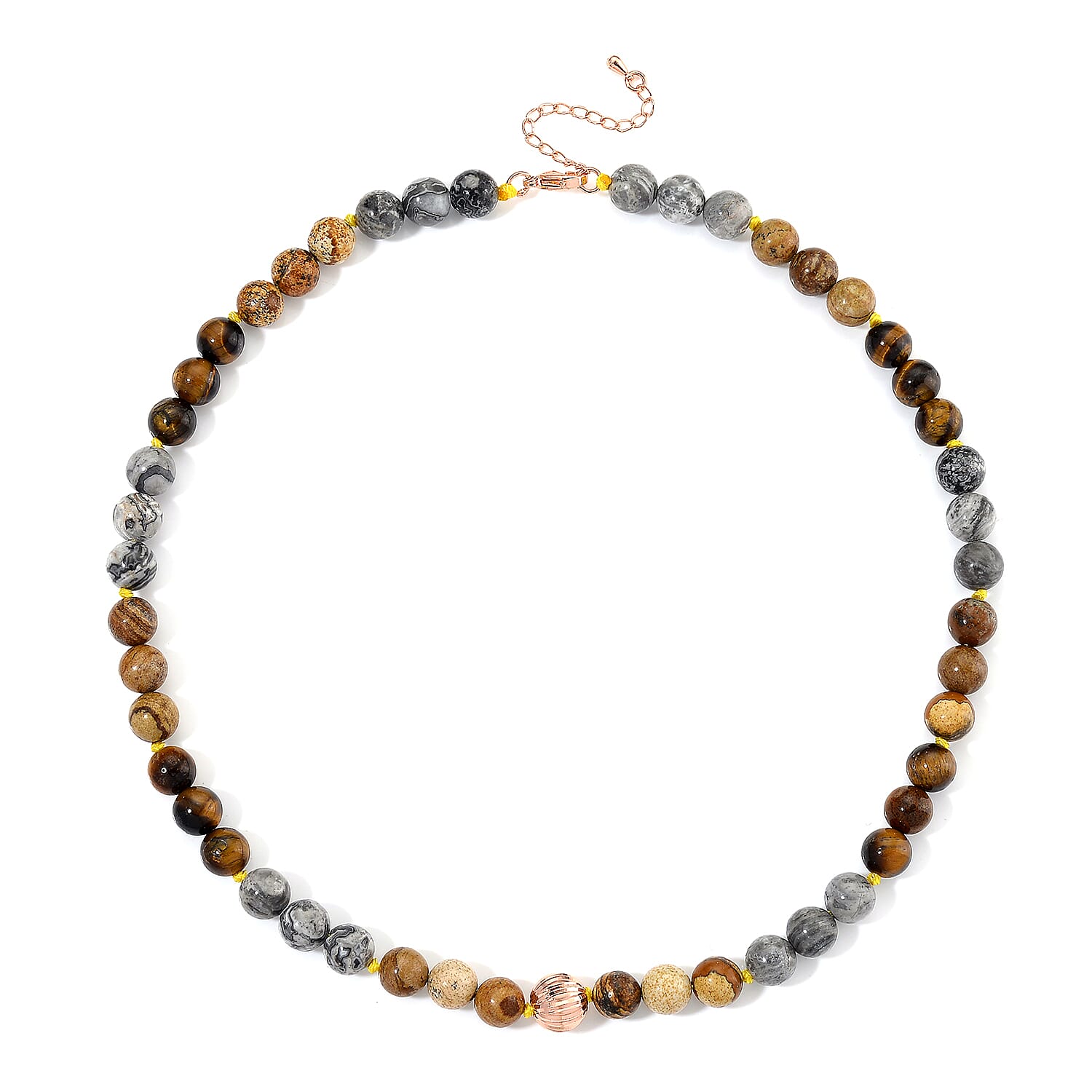 Multi Gemstone 210.00 ctw Beads Necklace in Rosetone 18-20 Inches