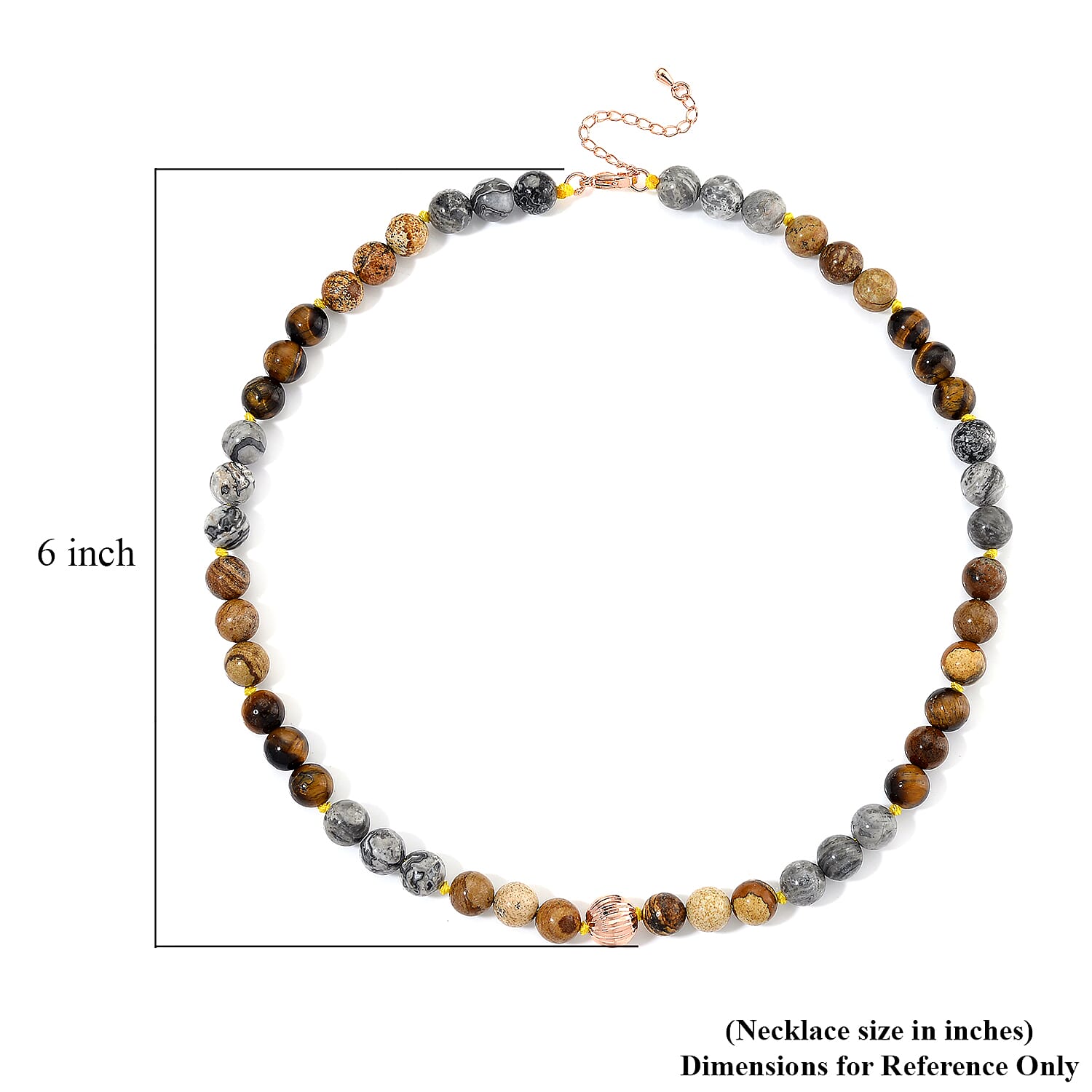 Multi Gemstone 210.00 ctw Beads Necklace in Rosetone 18-20 Inches