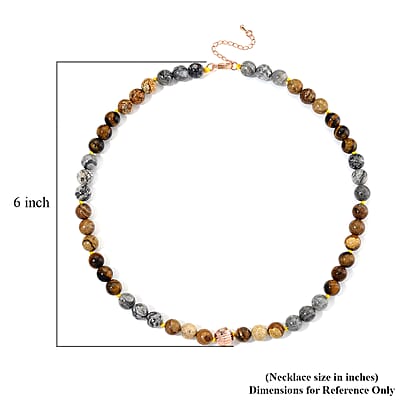 Multi Gemstone 210.00 ctw Beads Necklace in Rosetone 18-20 Inches