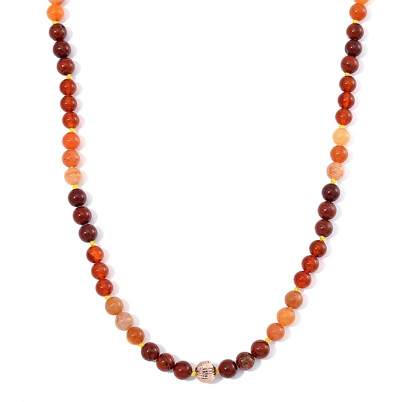 Multi Gemstone Beaded Necklace in Rosetone 18-20 Inches