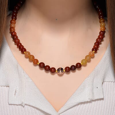 Multi Gemstone Beaded Necklace in Rosetone 18-20 Inches
