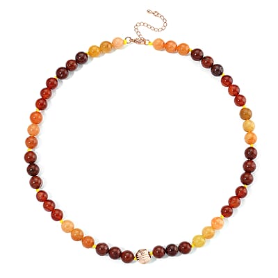 Multi Gemstone Beaded Necklace in Rosetone 18-20 Inches