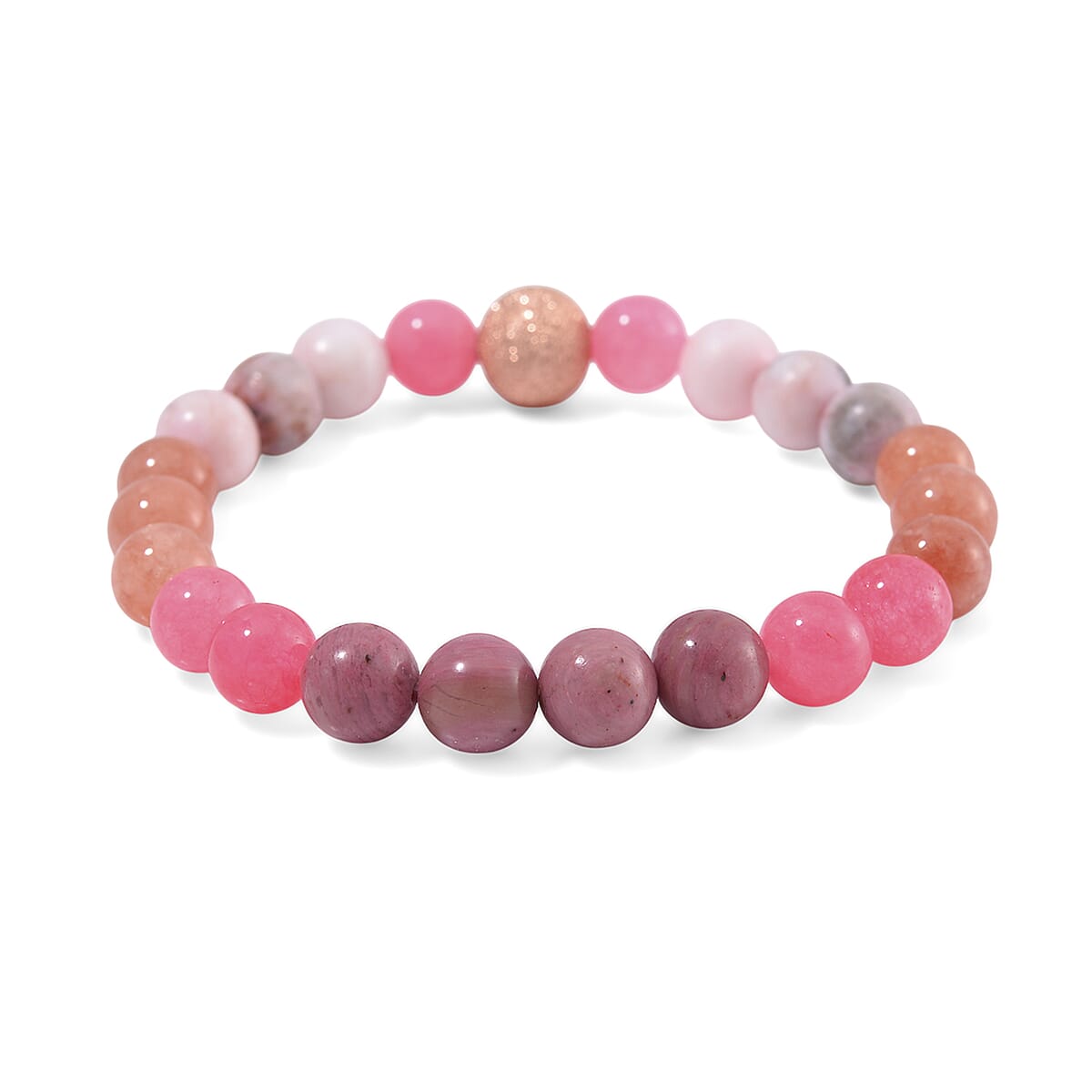 Multi Gemstone 90.00 ctw Beaded Stretch Bracelet in Rosetone (6.5-7In) image number 2