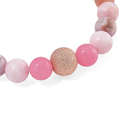 Multi Gemstone 90.00 ctw Beaded Stretch Bracelet in Rosetone (6.5-7In)
