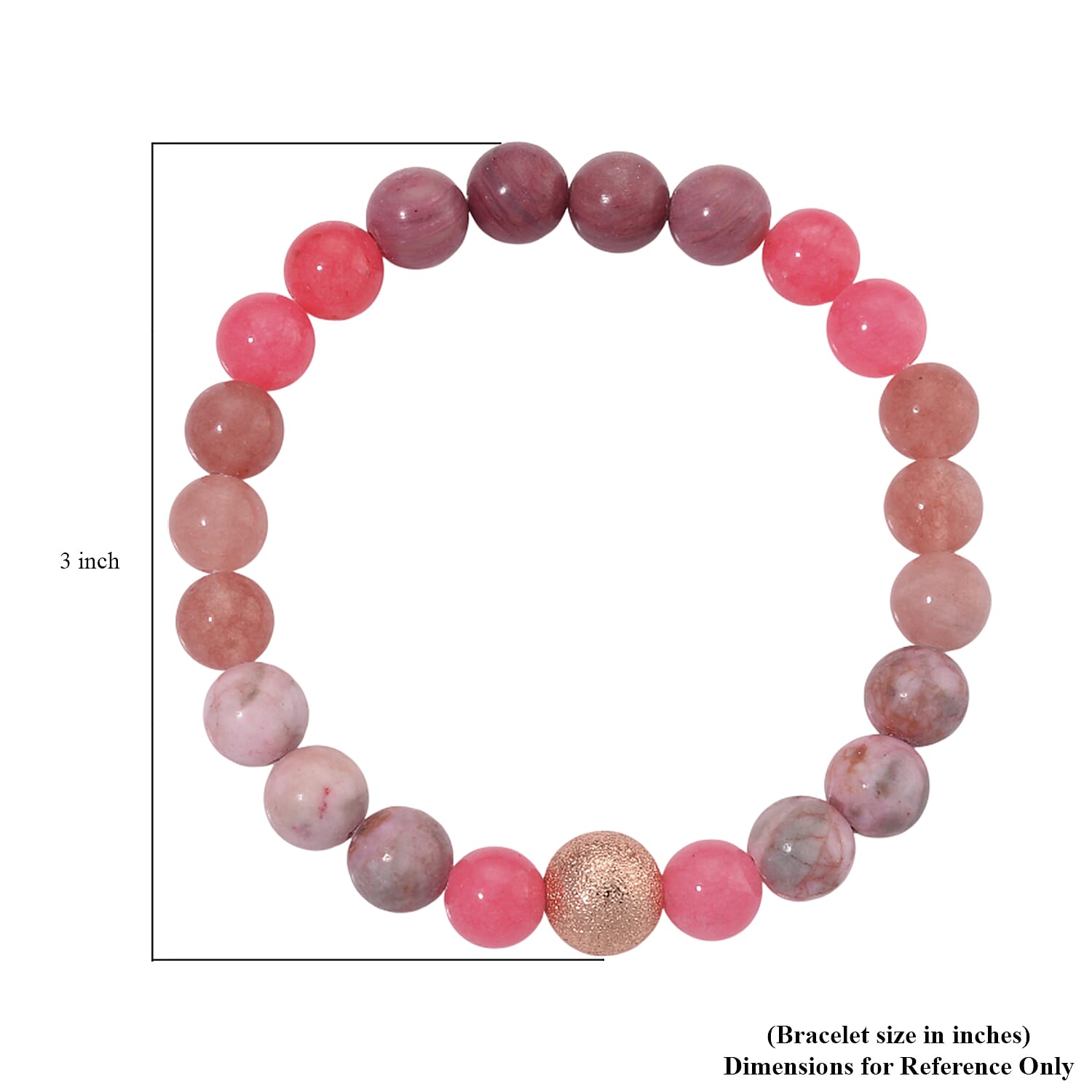 Multi Gemstone 90.00 ctw Beaded Stretch Bracelet in Rosetone (6.5-7In)