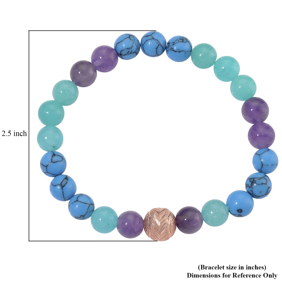 Multi Gemstone 90.00 ctw Beaded Stretch Bracelet in Rosetone (6.5-7In) image number 4