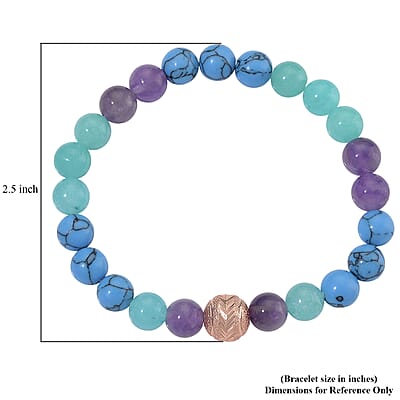 Multi Gemstone 90.00 ctw Beaded Bracelet in Rosetone (6.5-7In)
