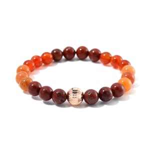 Multi Gemstone 90.00 ctw Beaded Stretch Bracelet in Rosetone (6.5-7In)