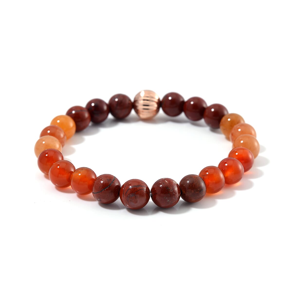 Multi Gemstone 90.00 ctw Beaded Stretch Bracelet in Rosetone (6.5-7In) image number 2