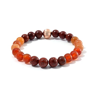 Multi Gemstone Beaded Stretch Bracelet in Rosetone (6.5-7In)