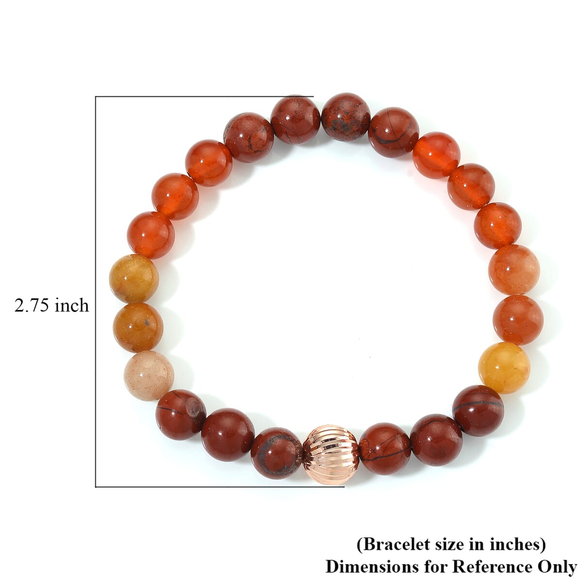 Multi Gemstone 90.00 ctw Beaded Stretch Bracelet in Rosetone (6.5-7In) image number 4