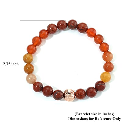 Multi Gemstone Beaded Stretch Bracelet in Rosetone (6.5-7In)