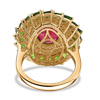 D'Joy Niassa Ruby, Multi Gemstone of the Forest Ring in 18K Vermeil YG Over Sterling Silver 11.80 ctw (Size 10.0)