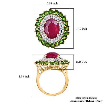D'Joy Niassa Ruby, Multi Gemstone of the Forest Ring in 18K Vermeil YG Over Sterling Silver 11.80 ctw (Size 10.0)