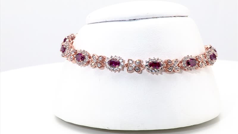 Epic Deal AAA Radiant Ember Garnet, White Zircon Bracelet in 18K Vermeil RG Over Sterling Silver (7.25 In) 7.60 ctw