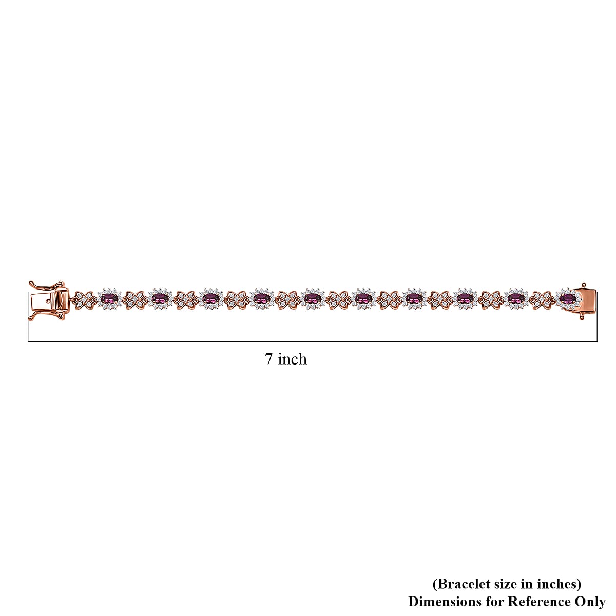 D'Joy AAA Radiant Ember Garnet and White Zircon 6.65 ctw Purple Majestic Bracelet in 18K Vermeil Rose Gold Over Sterling Silver (6.50 In) image number 4