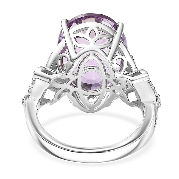 Karis Rose De France Amethyst and White Zircon 9.70 ctw Floral Ring Platinum Bond (Size 10.0)