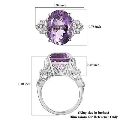 Karis Rose De France Amethyst and White Zircon 9.70 ctw Floral Ring Platinum Bond (Size 10.0)