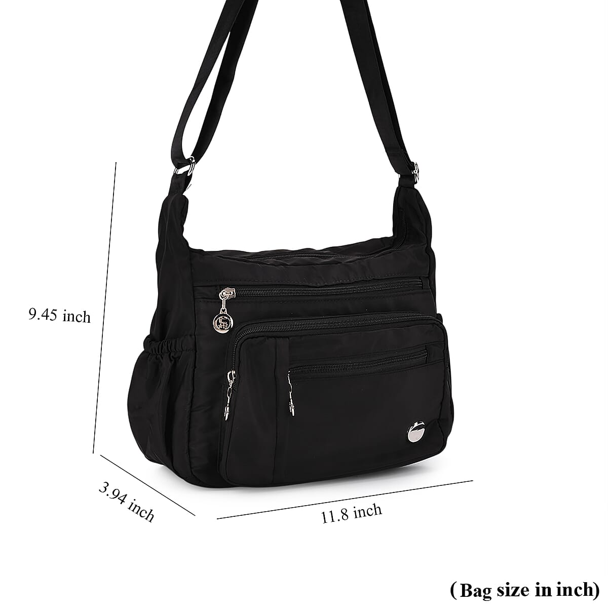 Doorbuster Black Multi Pocket Nylon Crossbody Bag with Shoulder Strap image number 7